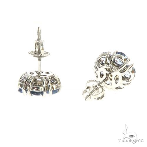 14K Gold Large Glacier Sapphire Diamond Flower Earrings, photo 3 of 4