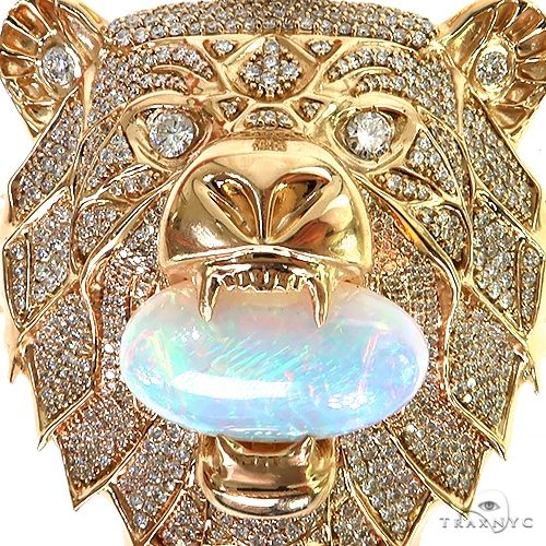 Large Grizzly Bear Opal Diamond Pendant 68854 | TraxNYC