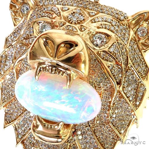 Large Grizzly Bear Opal Diamond Pendant 68854 - Image 4