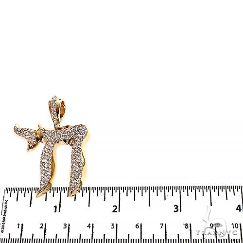 14K Gold Large Jewish Chai Diamond Pendant, photo 5 of 8