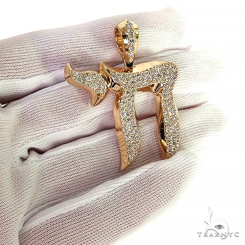 14K Gold Large Jewish Chai Diamond Pendant, photo 7 of 8