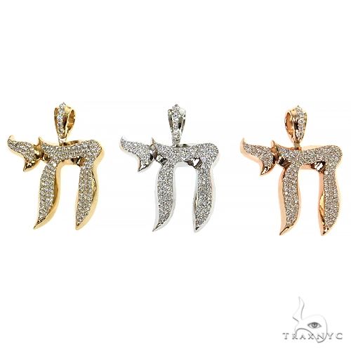 14K Gold Large Jewish Chai Diamond Pendant, photo 8 of 8