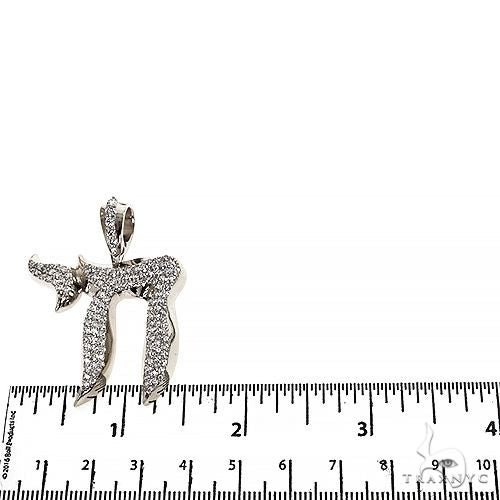 Large Jewish Chai Diamond Pendant ,925 Silver 69920 - Image 6