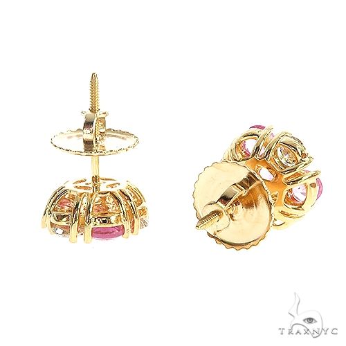 14K Gold Large Majesty Diamond Sapphire Flower Earrings, photo 3 of 3