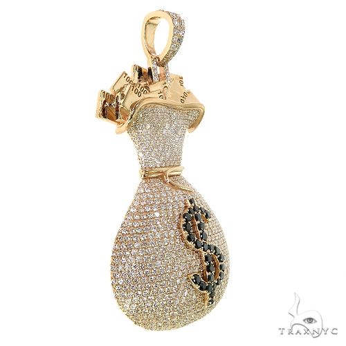 Large Money Bag Diamond Pendant 68663 - Image 2