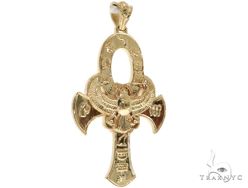 Large 14K Yellow Gold TraxNYC's Mystique Ankh Cross Crucifix 57694 |