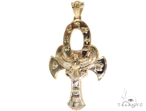 Large 14K Yellow Gold TraxNYC's Mystique Ankh Cross Crucifix 57694 |
