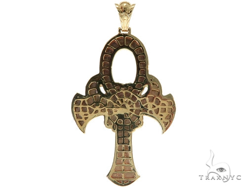 Large 14K Yellow Gold TraxNYC's Mystique Ankh Cross Crucifix 57694 - Image 5