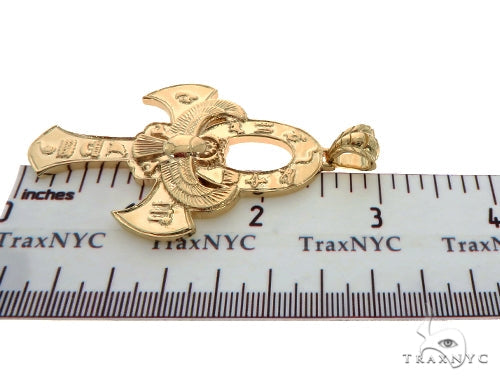 Large 14K Yellow Gold TraxNYC's Mystique Ankh Cross Crucifix 57694 - Image 7