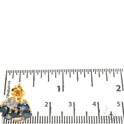 Large Ocean Blue Sapphire Diamond Flower Earrings 67314 - Image 4