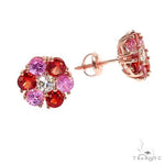 Rose Ember Sapphire Flower Diamond Earrings 66954 - Image 2