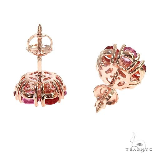 Rose Ember Sapphire Flower Diamond Earrings 66954 - Image 3