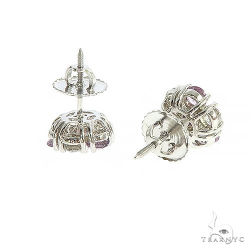 14K Gold Lilac Ice Sapphire Diamond Flower Earrings, photo 3 of 4