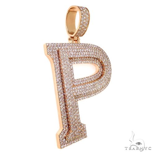 14K Gold Large Size Lab-Grown Diamond Initial Pendant, photo 2 of 7