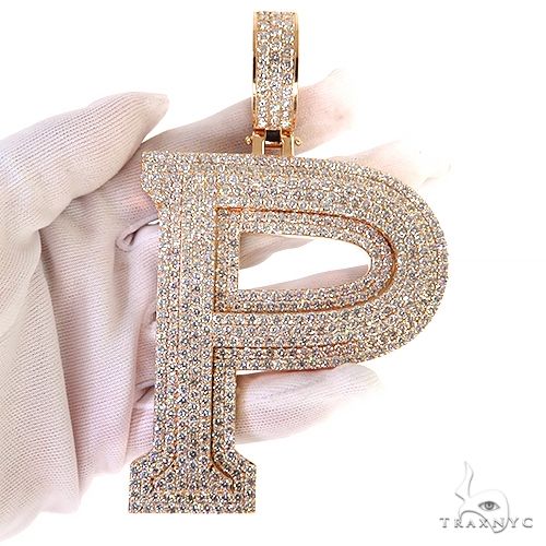 14K Gold Large Size Lab-Grown Diamond Initial Pendant, photo 7 of 7