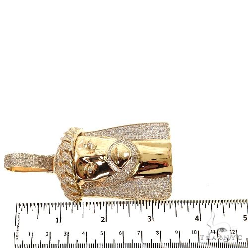 14K Gold Large Size Jesus Diamond Pendant (Lab), photo 6 of 7
