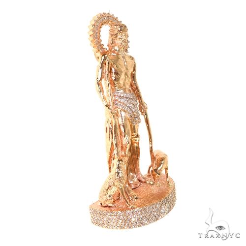14K Gold Large St. Lazarus Diamond Pendant, photo 2 of 7