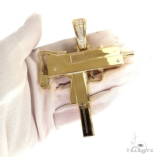 Large Uzi submachine Gun Diamond Pendant 68886 - Image 6