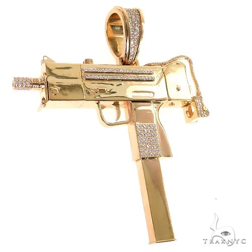 Large Uzi submachine Gun Diamond Pendant 69464 - Image 2