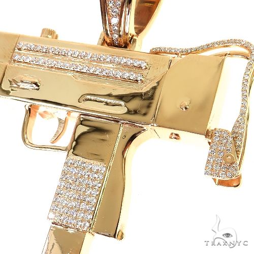Large Uzi submachine Gun Diamond Pendant 69464 - Image 3
