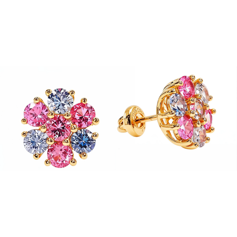 Large Cotton Candy Sapphire Flower Earrings 66790