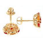 Large Fire Sapphire Flower Earrings 66770