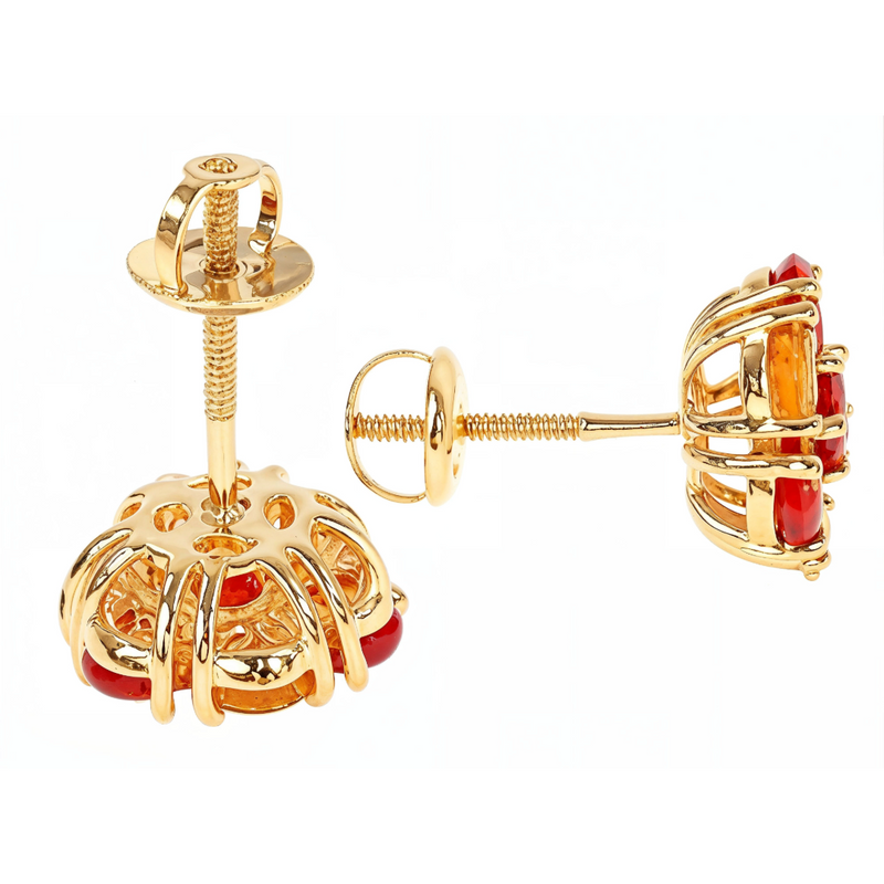 Large Fire Sapphire Flower Earrings 66770