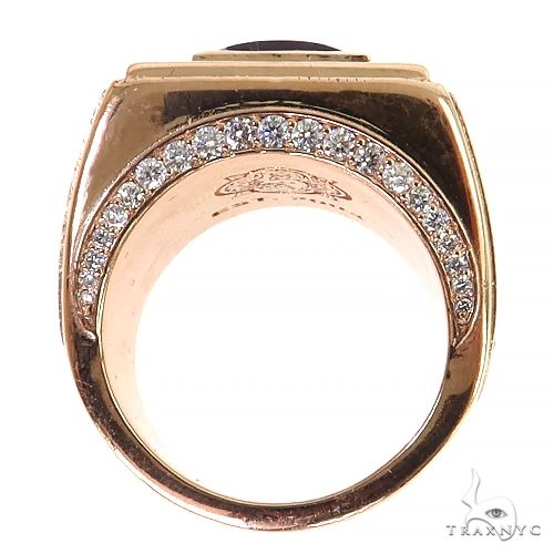 14K Gold Leather Cut Amethyst Diamond Ring, photo 5 of 6