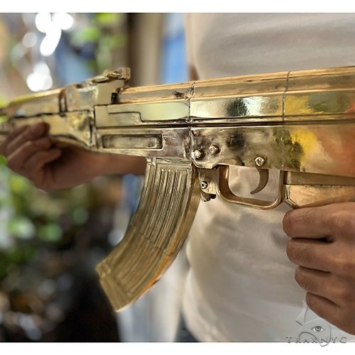 Life Size  Ak 47 Recreated in 14K Yellow Gold -Not Real Weapon 69075 - Image 5