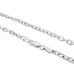 Silver cable chain necklace with lobster clasp, shiny polished finish, 18 to 24 inches.
