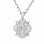 Silver anchor pendant with ornate detailing on a polished silver cable chain necklace.