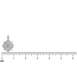 Silver pendant shaped like an anchor with rope detail, next to a ruler for size reference.