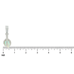Silver pendant with oval opal and eagle claw design, accented with small diamonds.