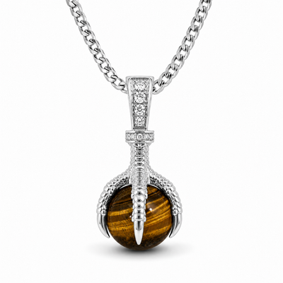 Limited Quantity Silver Eagle Claw Tiger's Eye Pendant 71558
