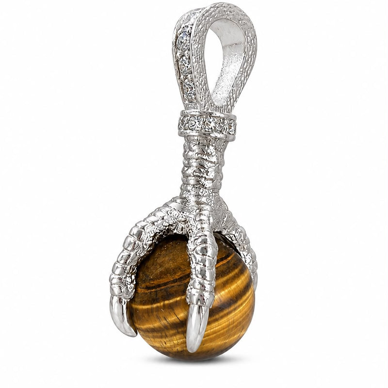 Limited Quantity Silver Eagle Claw Tiger's Eye Pendant 71558