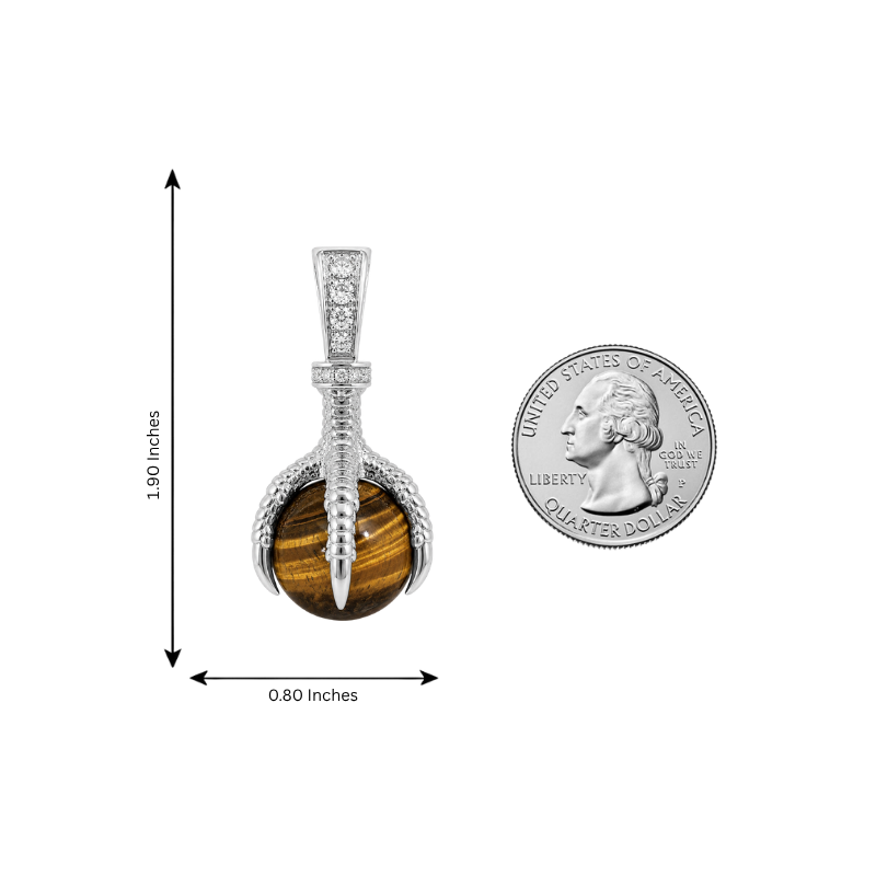 Limited Quantity Silver Eagle Claw Tiger's Eye Pendant 71558
