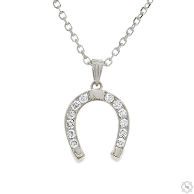 Lucky Horseshoe Diamond Pendant .925 Silver