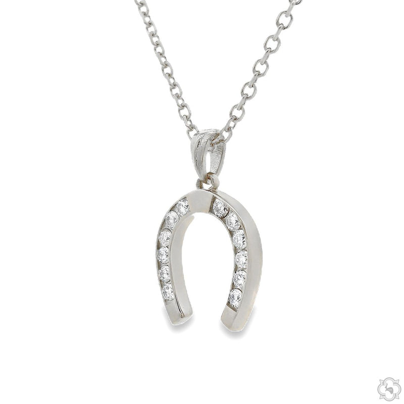 Lucky Horseshoe Diamond Pendant .925 Silver 70774 - Image 3