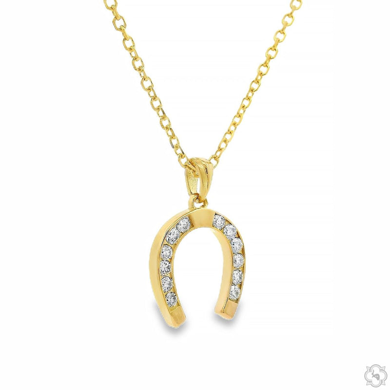 18K Gold Lucky Horseshoe Diamond Pendant, photo 2 of 7