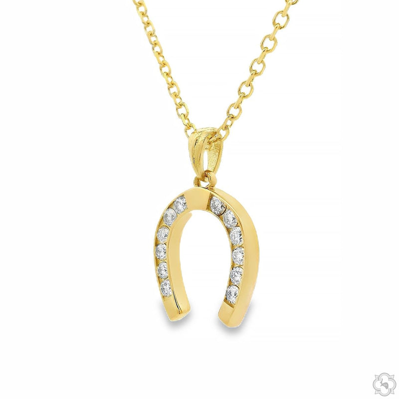 18K Gold Lucky Horseshoe Diamond Pendant, photo 3 of 7