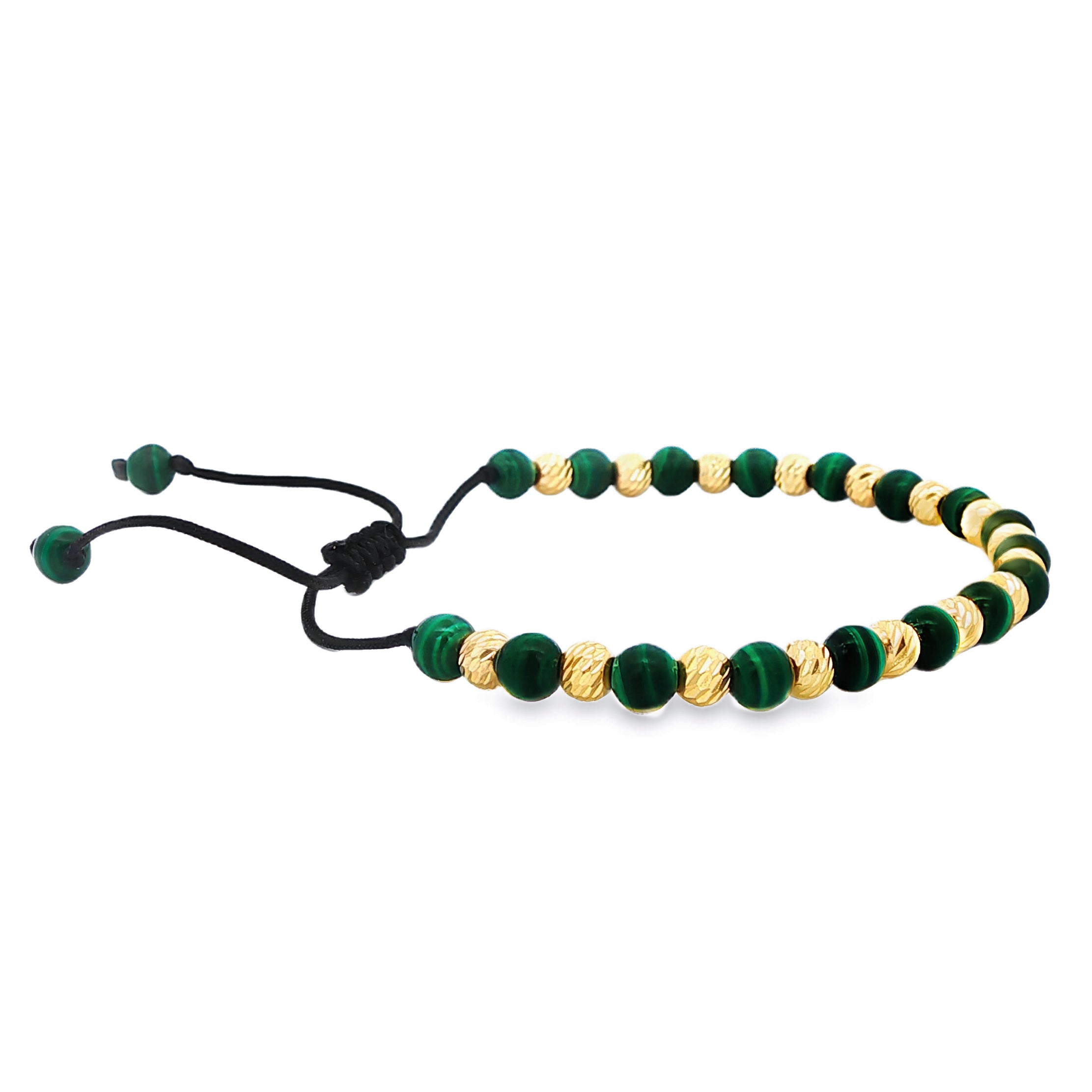Malachite & Gold Bead Adjustable Bracelet 71069 | TraxNYC