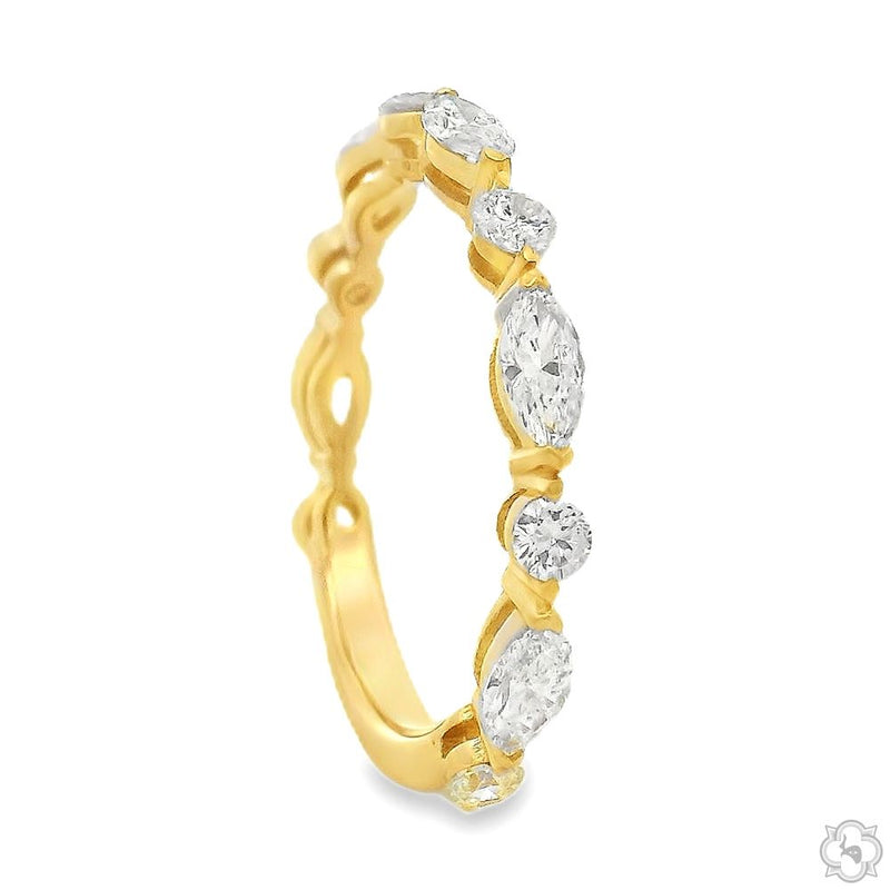 14K Gold Marquise and Round Diamond Semi-Eternity Band, photo 3 of 5