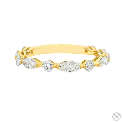 14K Gold Marquise and Round Diamond Semi-Eternity Band
