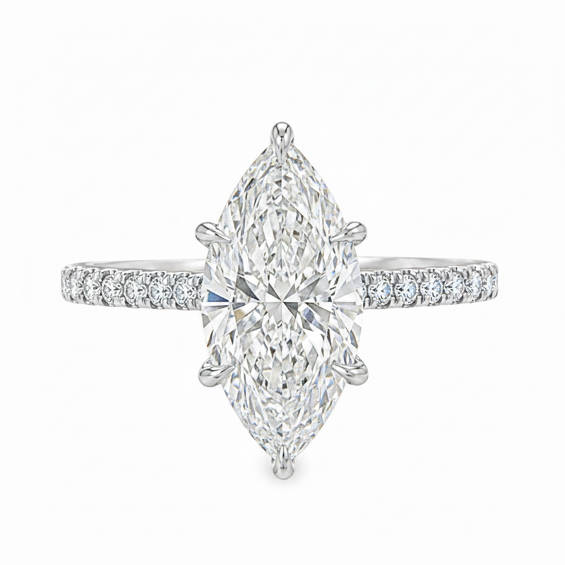 Marquise Cathedral Pavé Engagement Ring 69649