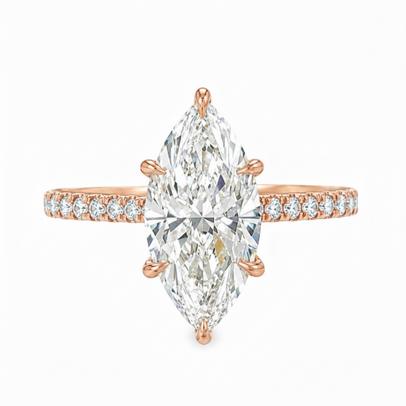 Marquise Cathedral Pavé Engagement Ring 69649