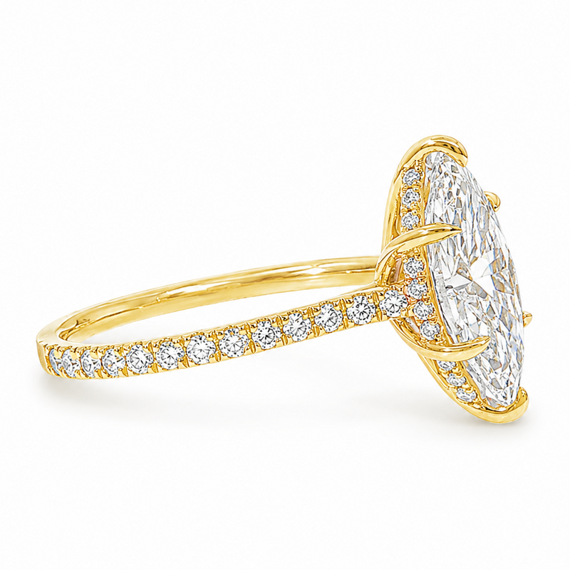 Marquise Cathedral Pavé Engagement Ring in 14K gold, view 7
