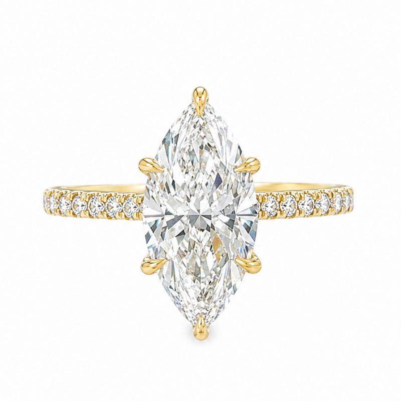 Marquise Cathedral Pavé Engagement Ring 69649