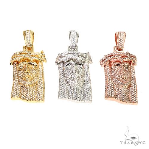 Medium 14K Gold Diamond Jesus Pendant 67778 - Image 7