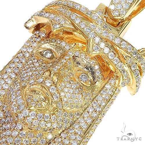 Medium 14K Gold Diamond Jesus Pendant (Lab) 69463 - Image 3