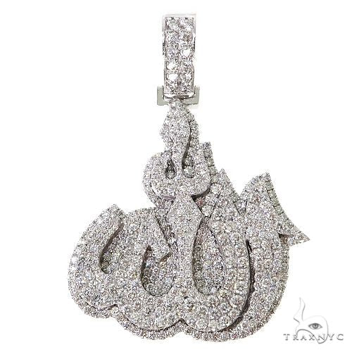 Diamond Allah pendant for men in yellow gold – Arabic calligraphy script face with pavé diamond setting
